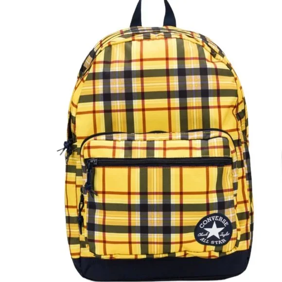 Converse Bags Converse Backpack Womens 019901a02 Go 2 Patterned Check Backpack Black Yellow Poshmark